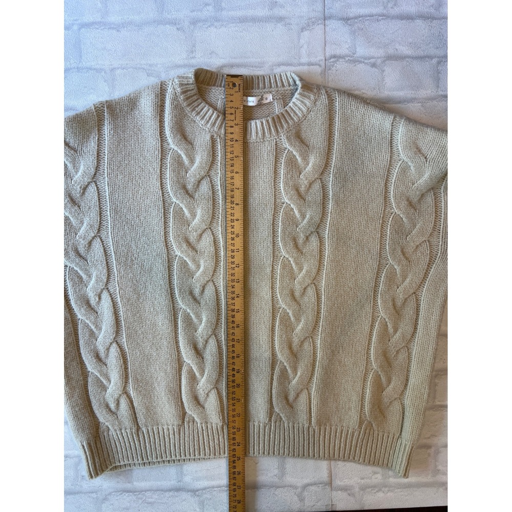 Altar'd State Womens Cable Knit Sweater Oatmeal minimalist Oversized Cozy Small - Picture 6 of 7